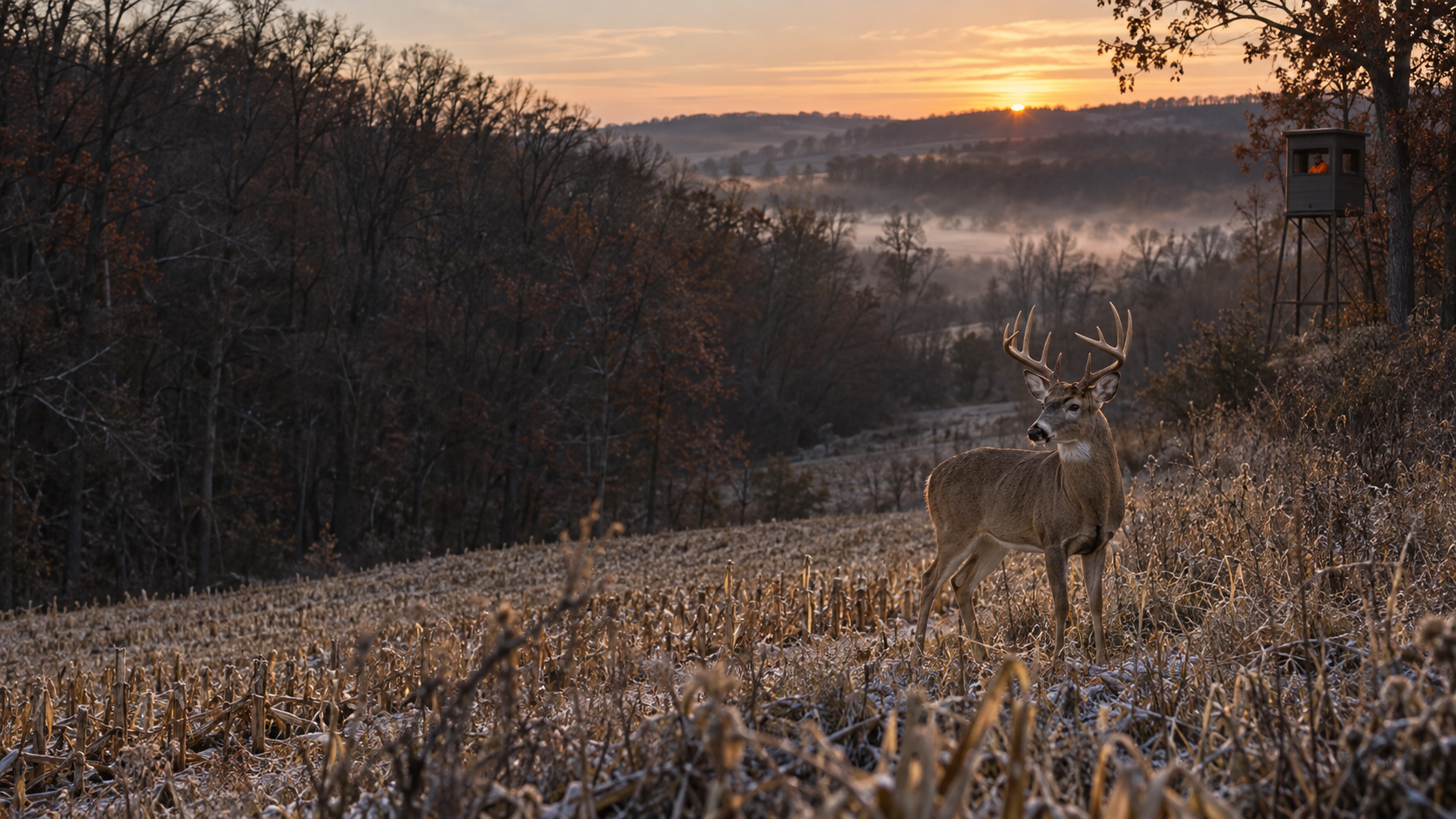 River Ridge Outfitters main hunting lodge at sunrise in Northern Missouri